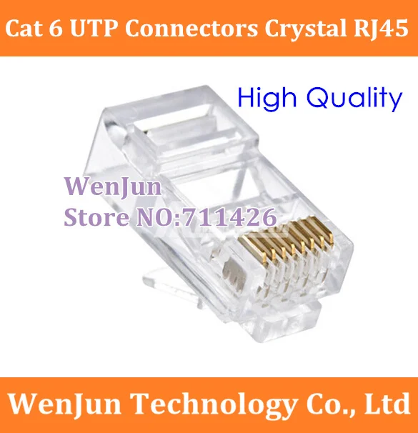 Free Shipping Cat 6 UTP Connectors Modular Plug 8P8C Crystal Network
