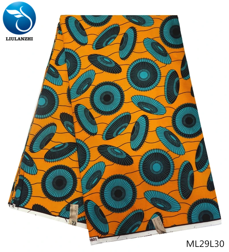 LIULANZHI африканская восковая ткань для женских платьев Топ Анкара wsax polyerter ткань настоящий воск 6 ярдов ML29L19-ML29L36
