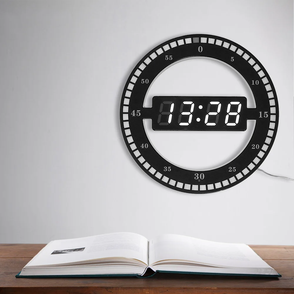  Circular Photoreceptive LED Digital Wall Clock Modern Design Dual-Use Dimming Digital Clocks For Ho - 32996758071