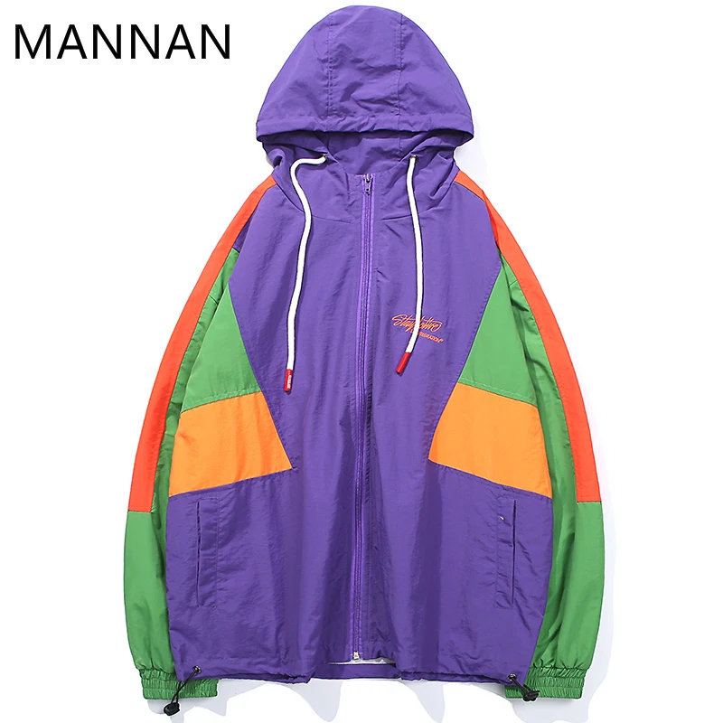 

MANNAN Winter Jacket Men Washed Windbreaker Harajuku Retro Colorful Men Hip Hop Hoodie Coat Streetwear Zipper Pocket