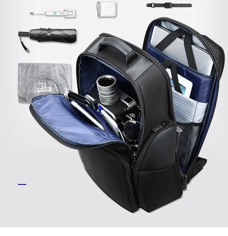 Водонепроницаемый рюкзак Bopai, черный дорожный деловой рюкзак с защитой от кражи, отделением для ноутбука 15,6 дюйма и USB-зарядкой