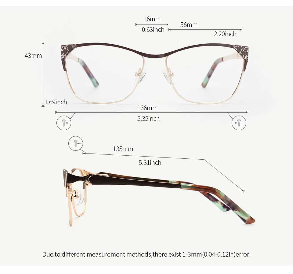 Металлические женские оправы кошачьего глаза Оптические брендовые дизайнерские оправы по рецепту Ретро-стиль модные очки высокого качества