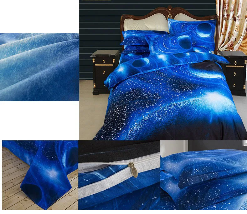 3d Galaxy набор пододеяльников для пуховых одеял, односпальные двойные/queen 2 шт./3 шт./4 шт., комплекты постельного белья, тематическое постельное белье с космическим пространством
