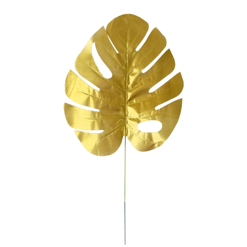 5pcs Artificial Plants Monstera Palm Tropical Plant Gold Leaves for Home DIY Decor Wedding Party Hawaiian Luau Party Decorations