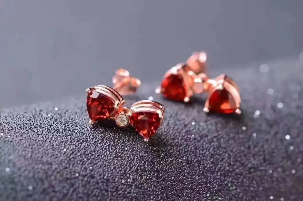 Shilovem 925 серебро гранат природный Подвески Серьги fine Jewelry женские свадебные открытым ожерелье прилагается Новый qtz050501agz