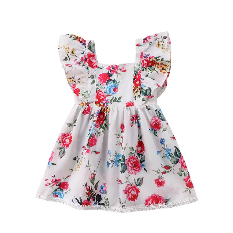 Newborn Baby Girl Dress Floral Princess Dress Sleeveless Outfit Dress