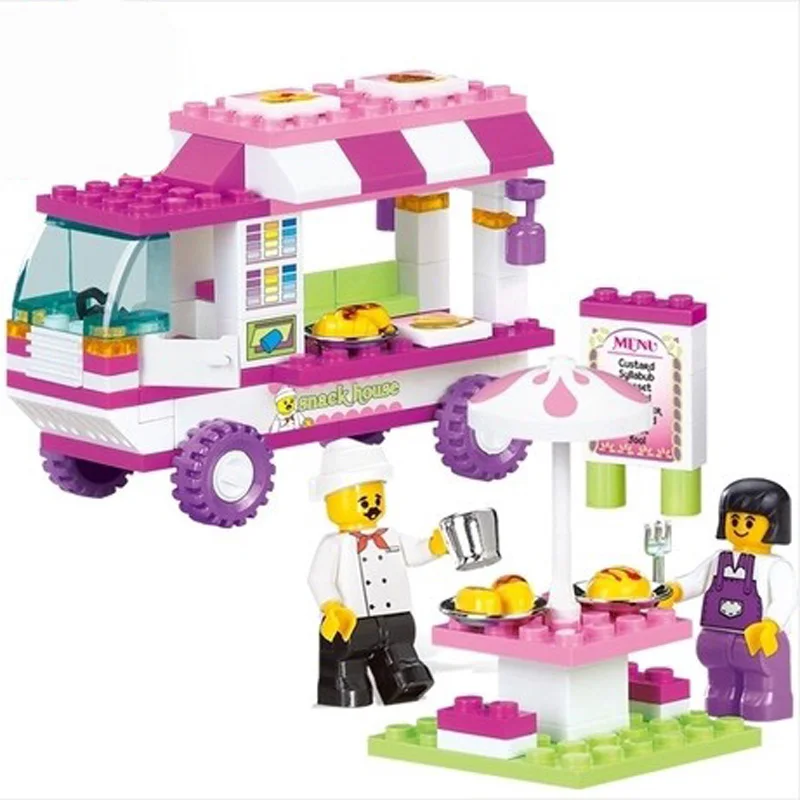

Sluban 0155 City Car Snack House Building Blocks Set Bricks Toys For Children Compatible LegoINGly Friends Old Vans