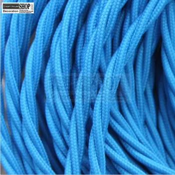

100meters blue 3 core 0.75mm2 Textile Electrical Wire Vintage Lamp Cord Braided Wire fabric wire lighting cable textile wire