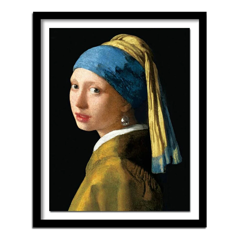 Алмазная вышивка vermeer девушка с жемчугом ожерелье diy картина Полная площадь