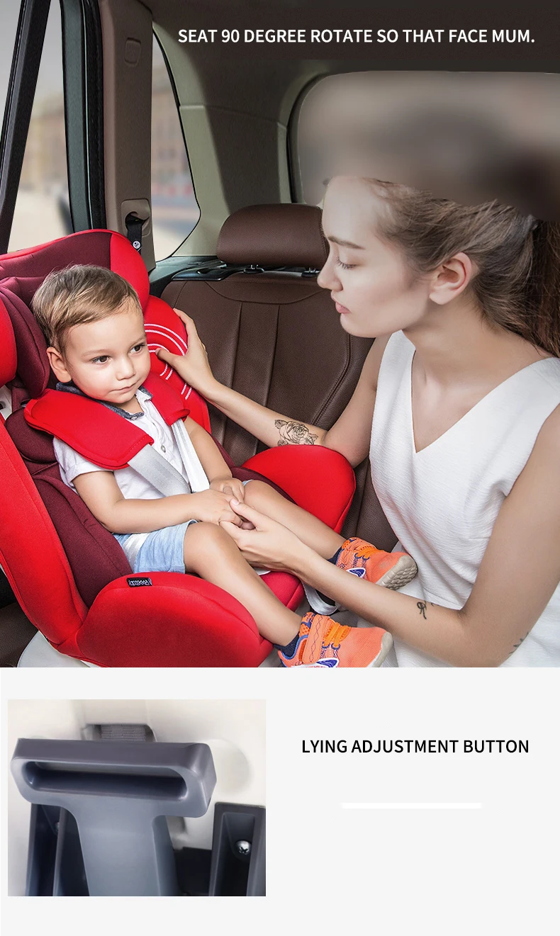 Reebaby 906 (grey) Children Car Safety Seat Adjustable Sitting and Lying Kids safety belt Booster Seat not isofix