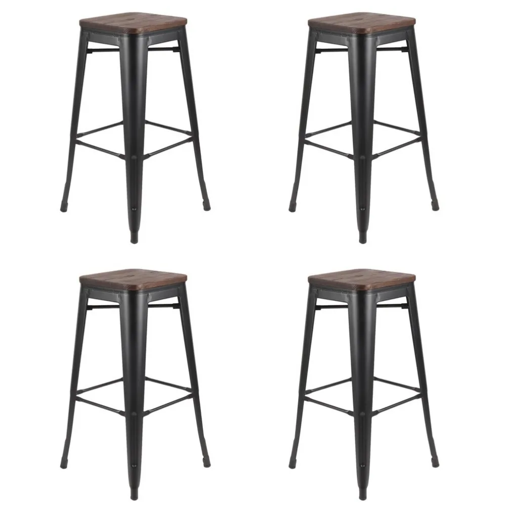 Newest 4pcs Comfortable Industrial Bar Versatile Stool Seat Breakfast Kitchen Bistro Cafe Classic Chair Home Furniture