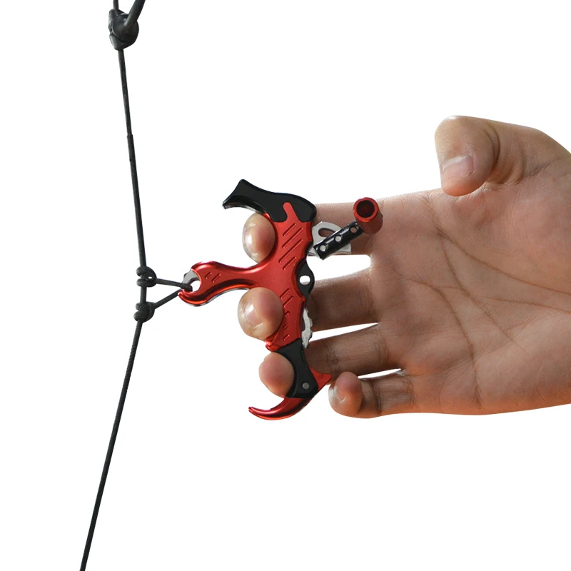 1pc Archery Compound Bow Release Thumb Caliper Trigger 3 Finger Grip Left/Right Hand Adjustable Shooting Accessories
