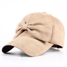 Женская бейсбольная кепка с мехом оленя, регулируемая, с большим бантом, осенне-зимняя шапка, креативные, милые шапки с костями, Gorras, Женская Зимняя кепка