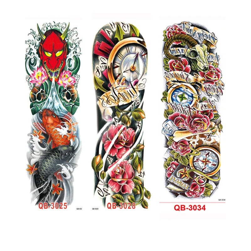 3 шт Временные татуировки рукава водонепроницаемые татуировки для мужчин и женщин переводные наклейки флэш-тату металлик наклейки для боди-арта