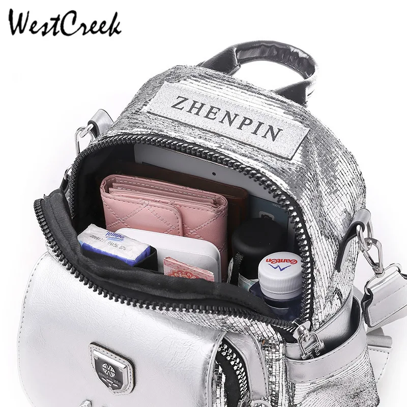 Брендовый рюкзак westкрик, кошелек, модная блестящая многофункциональная маленькая сумка для отдыха и путешествий, женские кожаные рюкзаки