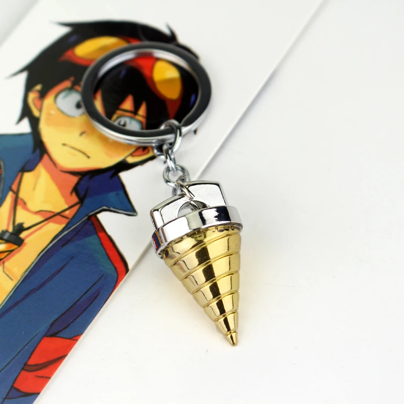 Cartoon Anime Tengen Toppa GURREN LAGANN Cone Keychains Metal Chain Key Holder Men Boys Key