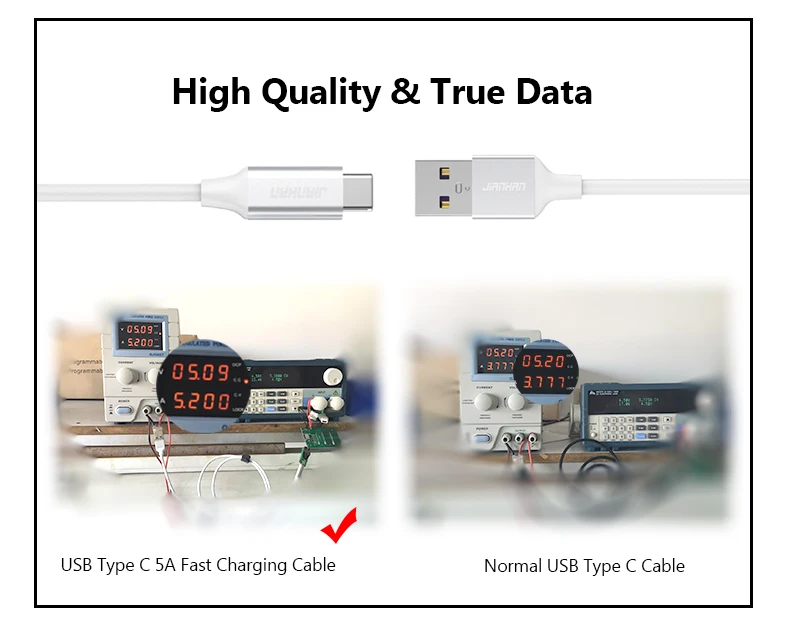 JianHan USB C Проводной Тип C кабель 5 V/5A для быстрой зарядки и передачи данных кабель с разъемом usb-c QC 3,0 для samsung Galaxy S9 Xiaomi Mi6 nintendo переключатель