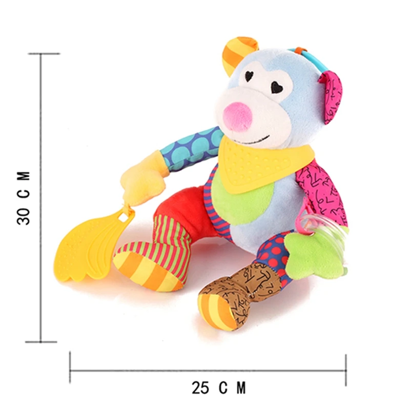 Для маленьких мальчиков девочек короткий пух красочные милые мультфильм животных Прорезыватель колокол игрушки куклы для новорожденных