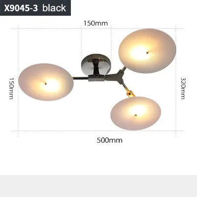 Современный светодиодный люстры из метала золотого цвета Освещение в помещении для Гостиная столовая Кухня светильники lampadari Светильник лампы - Цвет абажура: 3 heads black