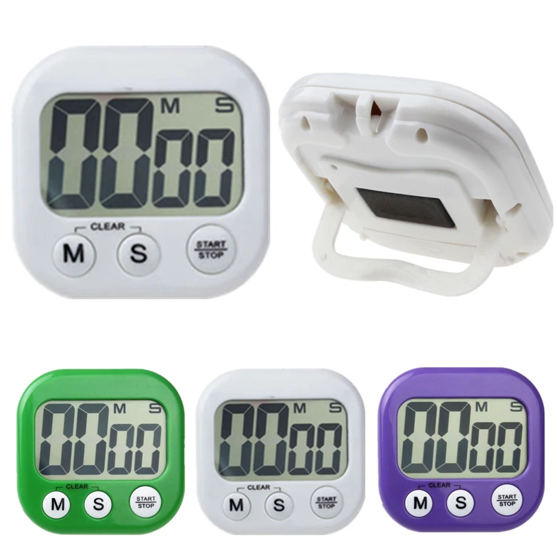 LCD Digital Kitchen Timer Portable Candy Color Square Loud