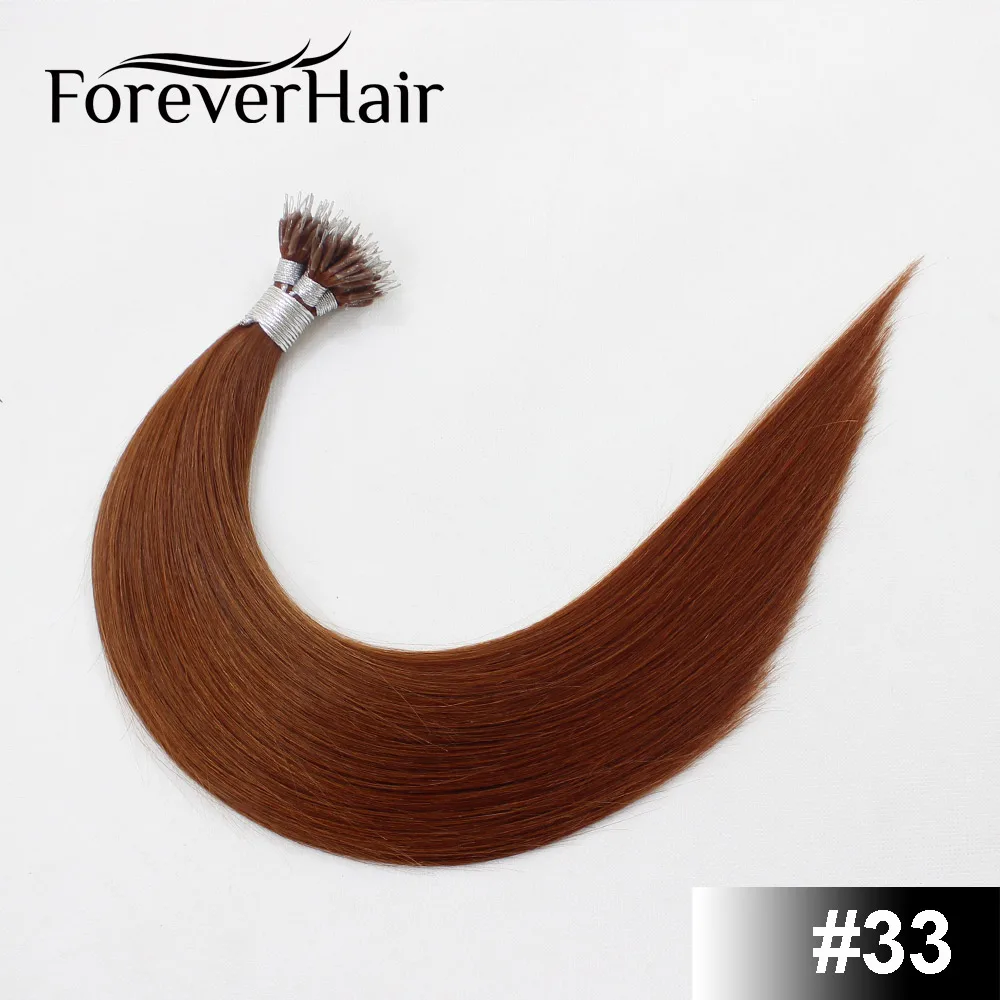 FOREVER HAIR Nano Ring Hair Remy человеческие волосы для наращивания 0,8 г/локон 1" 18" 2" платиновый блонд европейские микро бусины 50 штук - Цвет: #33