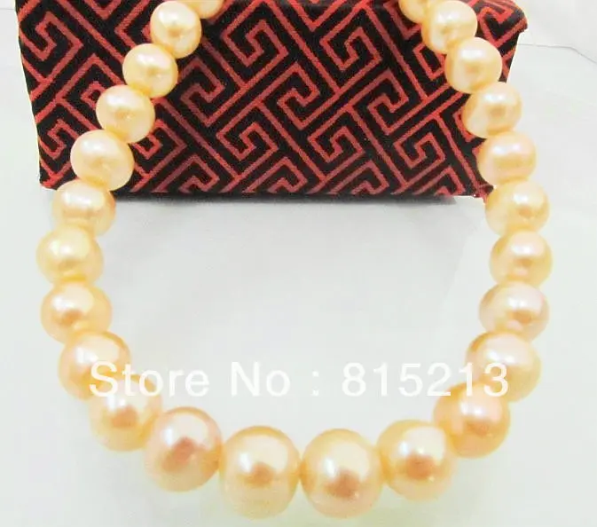 

ddh001665 PERFECT ROUND 18"8-9MM SOUTH SEA GENUINE GOLD PINK PEARL NECKLACE 14K AAA