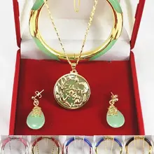 Красивый зеленый камень/Черный Камень Браслет Дракон кулон/серьги кварц fine покрытием Свадебные широкий часы крылья королева