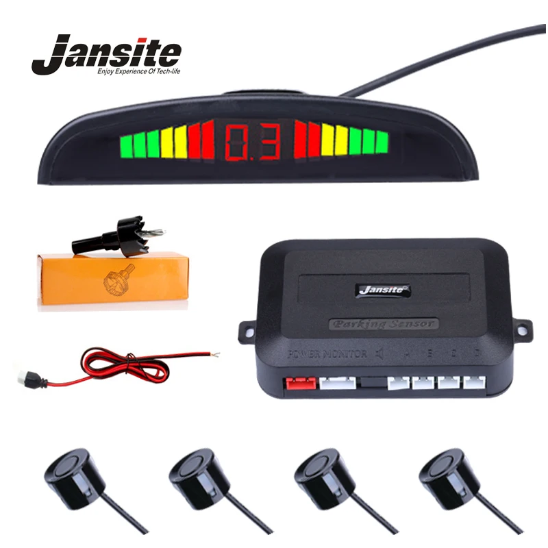 

Jansite Universal Car LED Parking Sensor With 4 Sensors Car Reverse Assistance Backup Radar Monitor Detector System Buzzer