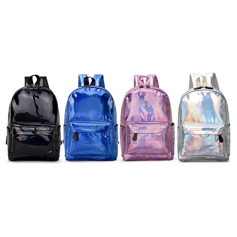 

Multicolor Mirror Reflective school bag Laser Backpack synthetic leather Personality Fashion mochila female