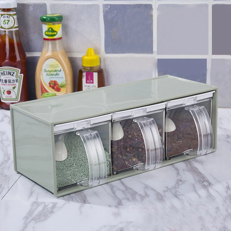 1800ml Clear Seasoning Rack Spice Jar Boxes Pepper Herb Salt Storage ...