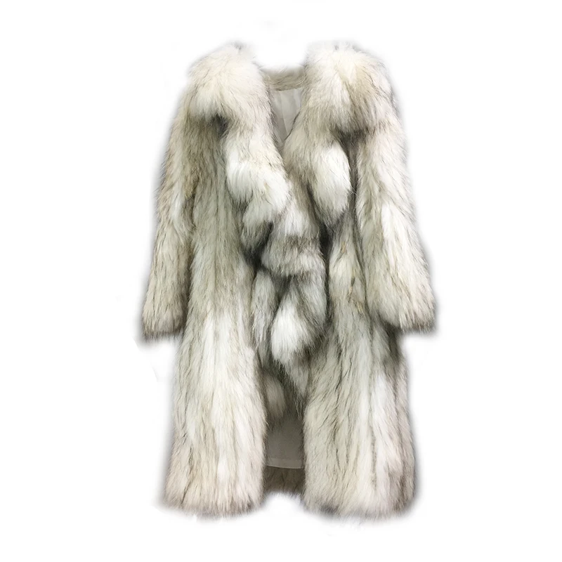 

2019 new arrival luxury soft luxury women real fur knitted raccoon fur long coat femme genuine fur winter outwear butterfly edge