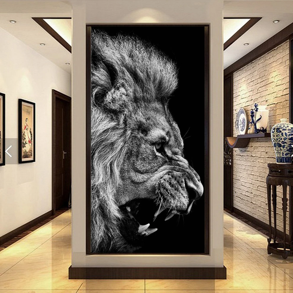 

5D DIY Diamond embroidery roaring lion animal Picture Full Resin round rhinestone mosaic kit Diamond Painting cross stitch decor