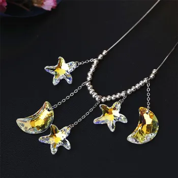

SWAN JEWELRY Fashion Luxury Crystal Necklace Elegance Star Moon Pendant Necklace Jewelry Gifts Women Girls Wedding Accessories