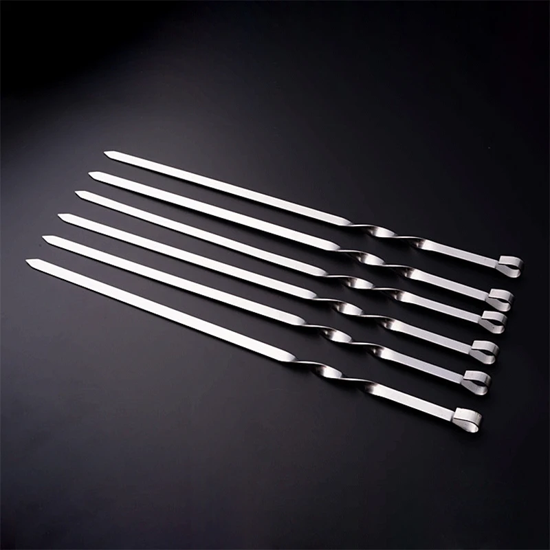 19.68'' 50cm Stainless steel Barbecue Skewers BBQ Grill Set Wide Resuable Shish Kabob Sticks Long BBQ Forks set 6/10/12pcs