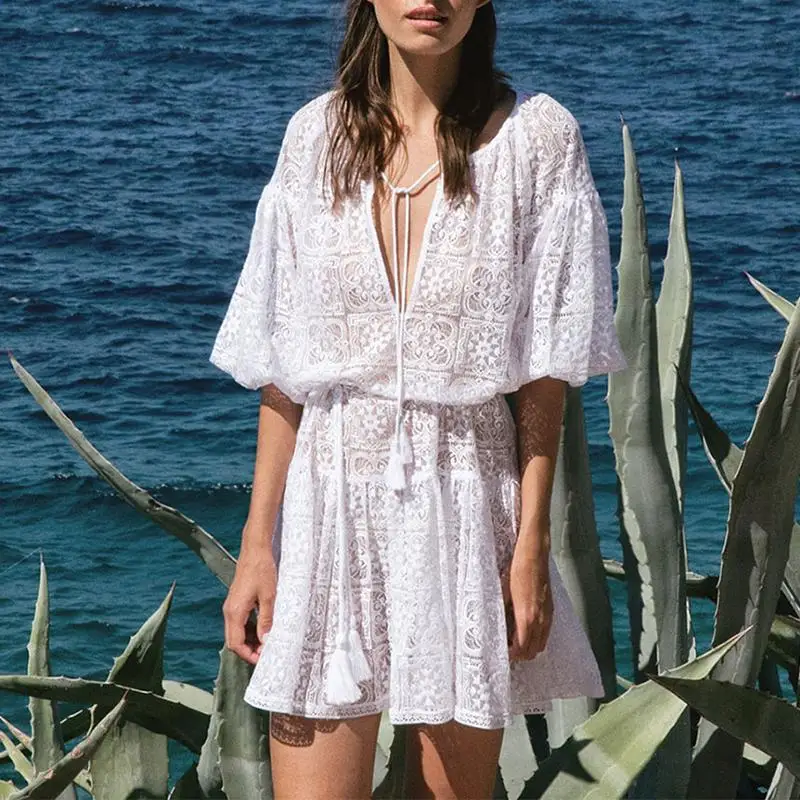Misswim новинка пляжное платье накидка сетка белый купальник для девушек