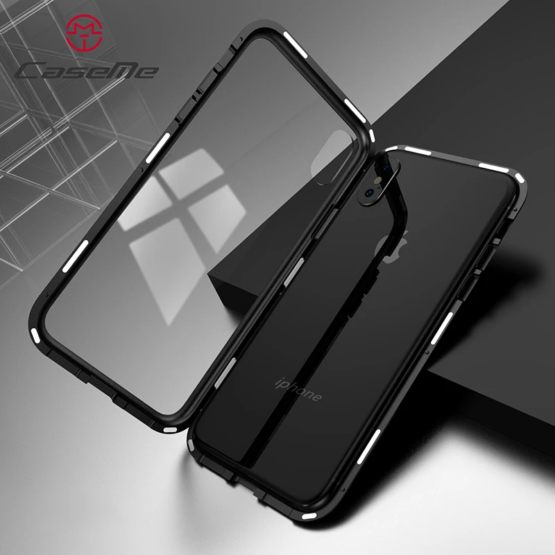 Magnetic Adsorption Case For iPhone X XR XS Max Magnet HD Tempered Glass Phone Cases For iPhone 6 6S 7 8 Plus Clear Flip Cover