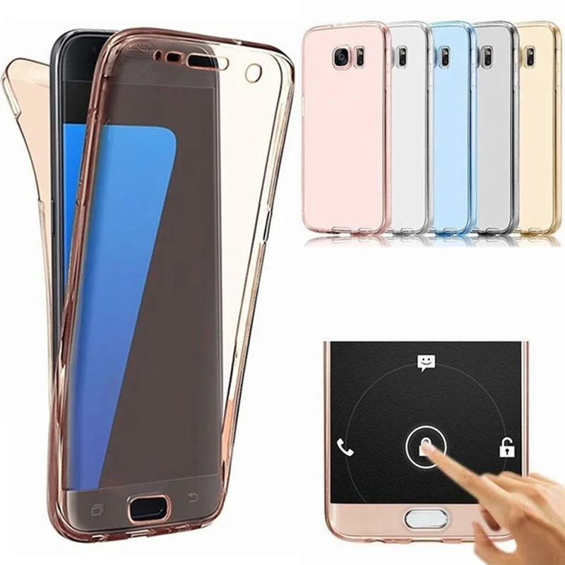 

Full Coverage 360 Degree Front+Back Protective Case for Samsung Galaxy S7 S6 Edge Case Shockproof TPU Gel Clear Cover S7 Cases