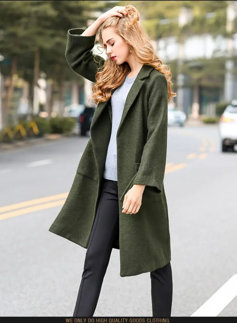Autumn and winter new brand women's jacket belt slim long mohair woolen coat A-Line glamour fashion high quality outwear