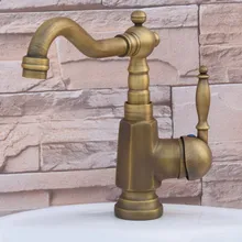 Античное Латунное одно отверстие один ручной рычаг Поворотный носик кухонная раковина ванная комната сосуд смеситель кран anf249