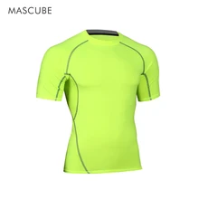 MASCUBE летние мужские плотно облегающие футболки быстро сохнет и тренировочная футболка для мужчин колготки одежда для фитнеса