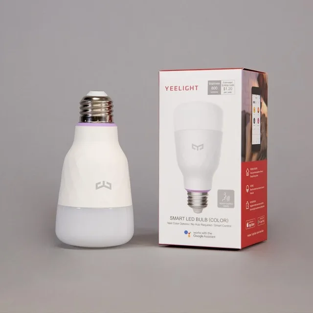 Оригинальная умная Светодиодная лампа Xiaomi Yeelight 800 люмен 10 Вт E27 лимонный цвет для