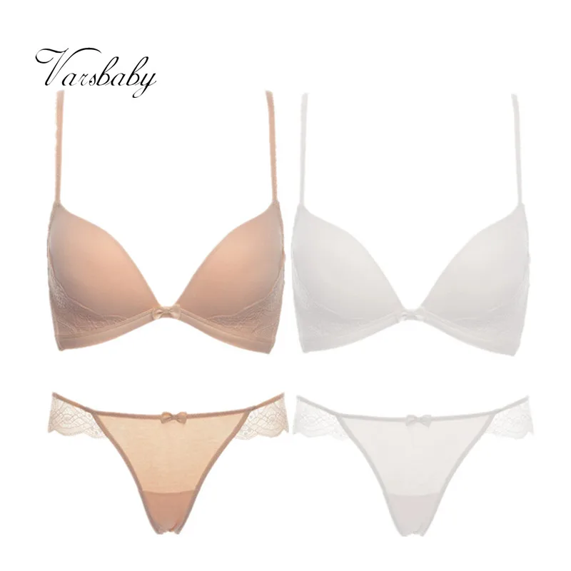 

Varsbaby Sexy Lace Girl Comfort Solid Wire Free Thin Cup Cotton 2 Bra Sets/Lot