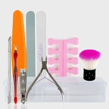 10 шт./компл. Набор для маникюра из нержавеющей стали, для кутикулы толкатель Маникюр Педикюр шлифовка ногтей файл Чистящая щетка комплект инструментов для творчества