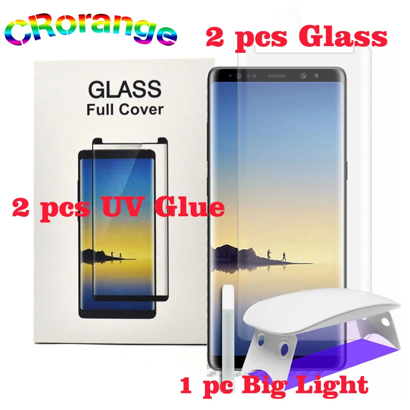 Economici 2 pz UV Colla 2 pz Protezione Dello Schermo Per Samsung S8 S9 Più Note8 Temperato Vetro Della Copertura Completa di 1 pz luce Liquido per la Galassia S7 bordo