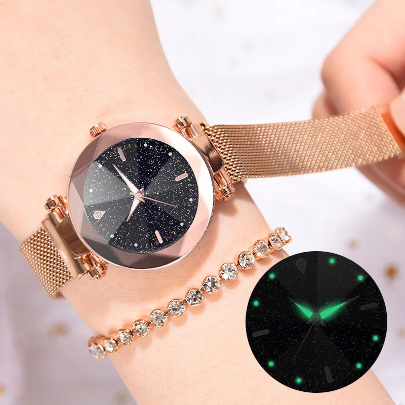 Роскошные женские часы женские часы Звездное небо магнитные водонепроницаемые женские наручные часы светящиеся relogio feminino zegarek damski