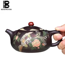 300cc фиолетовая глина yixing чайник xishi пион ручная роспись с изображением Феникса на 9 лунок горшок Zisha арт утварь пуэр чайник отправлен друзей