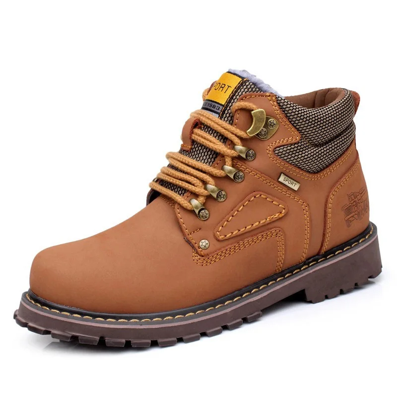 Winter Men Boots Shoes Keep Warm Plush Inside Large EU 38-44 Vintage Man Leather Lace Up Fashion | Обувь