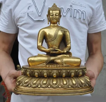 

wedding decoration Tibet Buddhism bronze gilt Medicine Buddha Sakyamuni Shakyamuni Amitabha statue