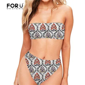 

FORUDESGINS Bohemia Style Swimming Suit for Women Plus Size Swimwear Women 2019 Swimsuit Push Up Summer Sexy Bikini Beach Wear
