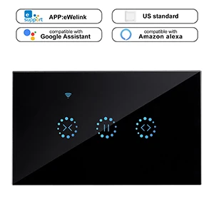Ewelink Wi-Fi Электрический переключатель жалюзи Сенсорное приложение Голосовое управление от Alexa Echo AC110 до 250 В для механического ограничения двигателя жалюзи - Цвет: US Black